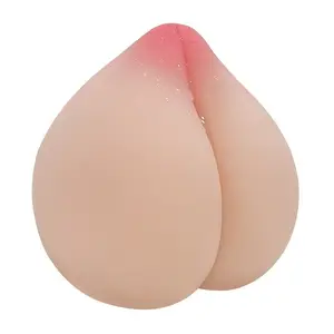 Cangkir Masturbator mainan seks Manual Pria, bentuk persik silikon cangkir payudara saluran nada kulit cangkir pesawat