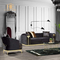 Canapé de salon moderne en cuir de luxe avec pieds dorés pour salons, hôtels, appartements