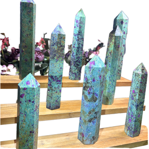 ขายส่งคริสตัล รูบี้ธรรมชาติ คริสตัลปลายแหลม รูบี้ไคยาไนต์ทรงหอคอย งานฝีมือพื้นบ้าน เทคนิคโมเสก สำหรับบำบัดรักษา ของขวัญวันหยุด - Product Image 1