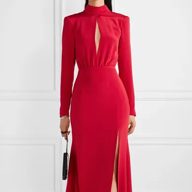 Su misura delle donne produttore di abbigliamento taglio crepe di seta vestito rosso vestito convenzionale abbigliamento