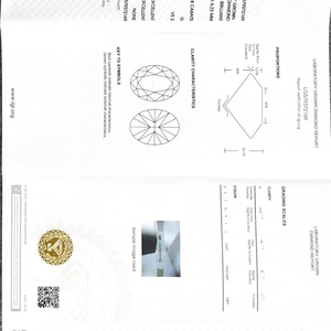 เครื่องประดับเมสซี่ เพชรสังเคราะห์สีขาว 5.18 กะรัต G VS2 ทรงรี เพชร CVD - Product Image 4