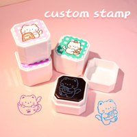 Ensemble de tampons détachables 4-en-1 à pression, papeterie Kawaii, tampon d'humeur personnalisé à motif de dessin animé, tampon pour journal, style coréen et japonais