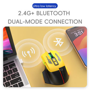 R8 recargable colorido 2,4G BT inalámbrico Gaming <span class=keywords><strong>Mouse</strong></span> 7D ergonómico RGB Light <span class=keywords><strong>Mouse</strong></span> <span class=keywords><strong>para</strong></span> Gamer Laptop Desktop aceptar LOGO personalizado - Product Image 3