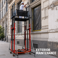 Échafaudage électrique pliable et portable avec câble métallique, capacité 300kg-500kg, hauteur 2-15m, pour usage intérieur et extérieur