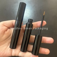 Botol Eyeliner Magnetik Bulat Hitam 3ml Mewah ISMAN, Tabung Serum Penumbuh Bulu Mata Kosong Dengan Kuas, Label Pribadi Pabrik Pro Terbaik