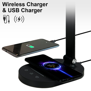 Đèn Đọc Sách Đèn Học Tập Để Bàn Đèn Bàn <span class=keywords><strong>Led</strong></span> Gập Được Bằng Nhôm Với Bộ Sạc Không Dây Nhanh 10W Sạc - Product Image 3