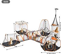 ZRC Aire de jeux modulaire 6-en-1 pour chats, tunnel d'escalade suspendu, tentes cubes, enclos portable pour plusieurs chats, en polyester