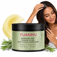 Pommade capillaire bio Romarin Menthe pour femmes et hommes, soin sans rinçage 2-en-1, hydratant naturel pour cheveux, fixe les boucles et la brillance