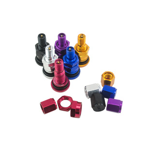 PQYRACING Tiges de valve en acier inoxydable, coloris bleu, noir, or, violet, rouge, argent, avec embout allemand, pour la mise à niveau et la rénovation des roues de voiture - Product Image 2