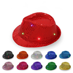 Chapeaux lumineux en gros, chapeaux de cowboy et de <span class=keywords><strong>cowgirl</strong></span> à LED, chapeaux à paillettes pour costumes de rave pour enfants - Product Image 1