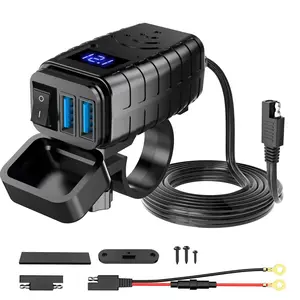 New Motorcycle Qualcomm Fast Charging Dual QC3.0 Digital Display High And Low Voltage Voltage Strap Electronic Switch