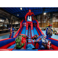 Toboggan gonflable Spider-Man en PVC commercial sur le thème des Avengers pour événements en plein air, garantie de 3 ans