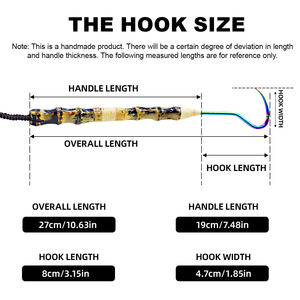 얼음 낚시 바늘 낚시 개프 스피어 후크 27cm 대나무 손잡이 태클 낚시 개프 - Product Image 6