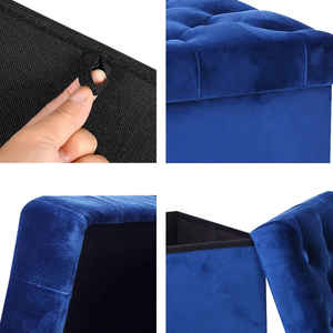 Offre Spéciale pouf moderne Bailey grand <span class=keywords><strong>banc</strong></span> pouf de rangement <span class=keywords><strong>bleu</strong></span> velours tissu pliant pouf <span class=keywords><strong>banc</strong></span> de rangement pour salon - Product Image 3