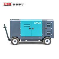 Compresseur d'air industriel portable diesel à double vis refroidi par eau CFAIR, garantie 1 an, moteur 21 bars, caisson en bois, silencieux, refroidisseur intermédiaire