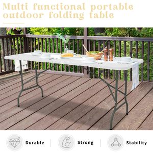 6ft 180cm Half <b>Plastic</b> HDPE Solid Steel Frame HDPE <b>Table</b> Top Party Dining Rental <b>Plastic</b> Folding <b>Outdoor</b> Party <b>Table</b> Pliante - Product Image 4