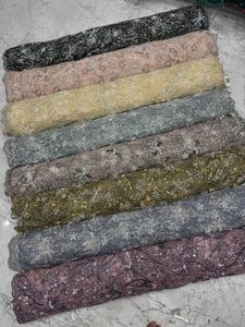 Tissu en filet de perles de travail manuel importées exclusives Matériau léger et doux pour les robes de soirée Sarees de mariée Lehengas et de créateur - Product Image 3