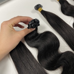 <span class=keywords><strong>Prix</strong></span> de gros usine Cheveux humains bruts K Tips, ondulés cambodgiens, noir naturel, pointe plate en kératine, cuticules alignées, cheveux bruts vietnamiens - Product Image 6
