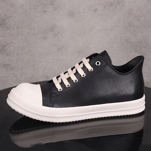 Chaussures pour hommes en cuir véritable avec lacets fins Jumbolace, baskets basses pour femmes, chaussures décontractées noires unies à lacets pour hommes - Product Image 4