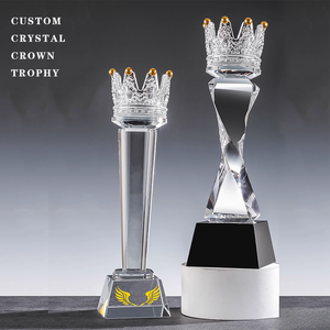 Premio de trofeo en forma de corona de cristal de lujo hecho a medida con grabado gratuito Trofeo de corona de oro de gama alta para premios <span class=keywords><strong>VIP</strong></span> y corporativos - Product Image 2