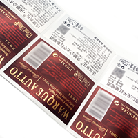 Étiquette autocollante personnalisée en feuille d'or imperméable pour boissons, découpée sur mesure, pour vin, vodka, whisky
