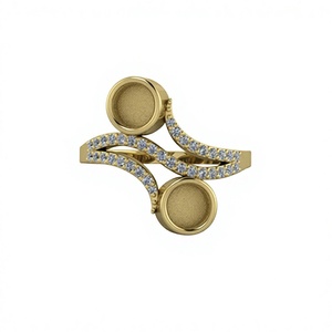 Anillo de Boda de Plata de Ley 925 de Alta Calidad, Chapado en Oro de 18k, con Engaste de Bisel, Diseño de Círculo de 5 mm, Semi Copa, para Cenizas y Resina - Product Image 1
