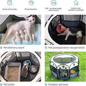 Parc <span class=keywords><strong>pour</strong></span> chiens et chats et cage, enclos <span class=keywords><strong>pour</strong></span> animaux de compagnie intérieur/extérieur, cadre en fer, matériau Oxford, boîte de transport pliable, emballage - Product Image 4