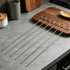 Brochettes <span class=keywords><strong>de</strong></span> barbecue en acier inoxydable <span class=keywords><strong>de</strong></span> 27 cm avec embout à œillet, <span class=keywords><strong>de</strong></span> qualité alimentaire, pour cuisine professionnelle (vente en gros) - Product Image 3