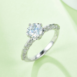 Anillo de Diamante de Laboratorio J&C Luxury de 1 Quilate, Color D, Corte Redondo, Plata S925, Joyería Fina, Anillo de Compromiso para Mujer - Product Image 2