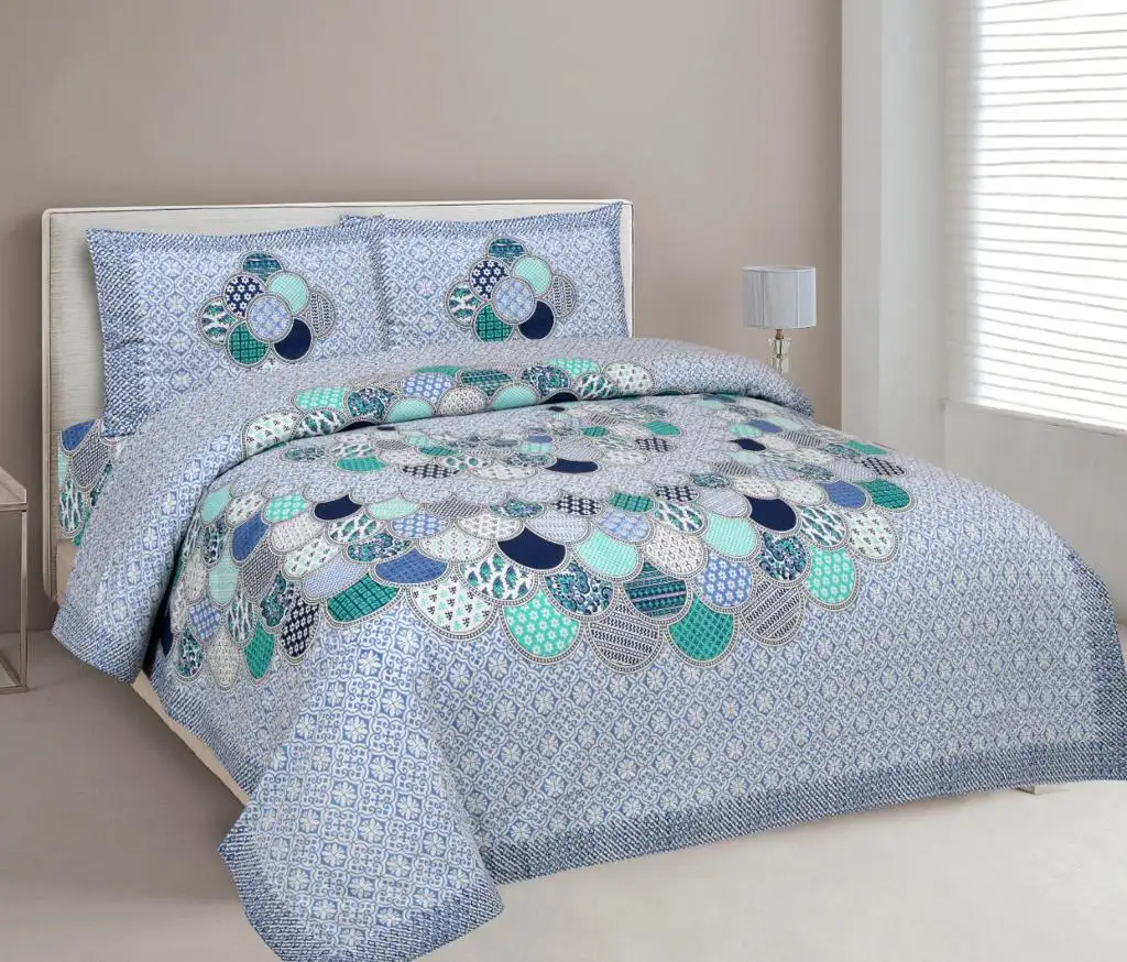 Couettes en plumes imprimées en coton doux Couvre-lit confortable entièrement matelassé de haute qualité Ensemble de couvertures de lit