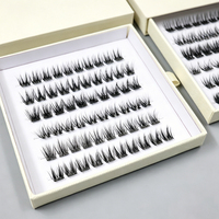 Faux cils en grappe pré-collés DIY en gros, faits à la main, en cheveux synthétiques réutilisables, à presser, épaisseurs mixtes