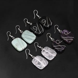 Orecchini in Acciaio Inossidabile Argento con <span class=keywords><strong>Pietra</strong></span> Avvolta in Filo, Gioielli con Cristallo e <span class=keywords><strong>Agata</strong></span> per Donna, Regalo Elegante - Product Image 5