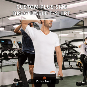 T-shirt personnalisé pour homme, coupe slim, décontracté, en polyester tissé, grande taille, anti-transpiration, respirant, écologique, avec logo frontal, design vierge - Product Image 2