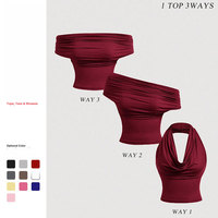 Tops de Mujer 2026 Primavera Verano, Nuevas Camisetas Sexys de Color Sólido sin Espalda ni Tirantes para Damas, 1 Top con 3 Formas de Uso