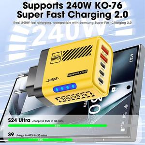 Cargador Rápido USB Tipo-C de 240W con 5 Puertos, Enchufe EU/US/UK, Luz LED, <span class=keywords><strong>Adaptador</strong></span> de <span class=keywords><strong>Corriente</strong></span> de Escritorio 2026 para <span class=keywords><strong>iPhone</strong></span> 17, 16, 15, <span class=keywords><strong>13</strong></span>, 12 <span class=keywords><strong>Pro</strong></span> <span class=keywords><strong>Max</strong></span> - Product Image 3