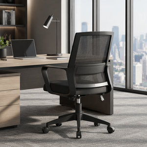 Sedia da <span class=keywords><strong>Ufficio</strong></span> Ergonomica Vantervi Moderna e Confortevole, Girevole con Schienale Medio in Rete, Seduta in Tessuto, Regolabile in Altezza, per Lavoro e Computer, Supporto Lombare - Product Image 2
