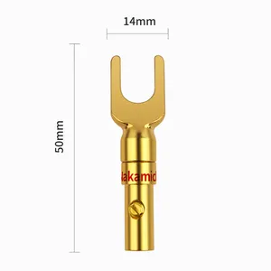 U Y-Type Banana Plug Gold Plated Copper U Y-Type Spade Male Plugs Adapter Audio Speaker Cable Connectors