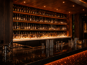 Diseño Interior de Bar de Whisky de Lujo, Mueble de Whisky Personalizado en Madera de Nogal y Cuero, Solución Integral para Lounge de Cócteles - Product Image 3