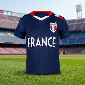 Camiseta de Fútbol de Francia para Niños, Cuello en V, Manga Corta, Transpirable, de Poliéster, Uniforme de Equipo para Todas las Temporadas - Product Image 3