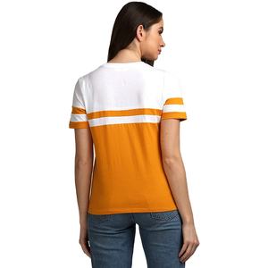 Camiseta informal de la mejor calidad con cuello redondo para mujer, camiseta personalizada de manga corta con contraste de Color blanco y verde, logotipo directo disponible en Bangladesh - Product Image 4