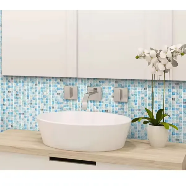 KASARO Bestpreis Boden-Aqua blaues Glas-Mosaik Trend Schwimmbad Mosaik-Glasfliese