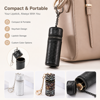 Porte-maquillage tendance, porte-clés, mini pochette, breloque, tube de rangement pour rouge à lèvres et baume à lèvres, porte-clés en cuir personnalisable