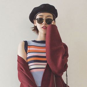 หมวกเบเร่ต์ขนสัตว์แบบปรับได้สำหรับผู้หญิง แฟชั่นฤดูใบไม้ร่วงและฤดูหนาว พร้อมขอบ PU - Product Image 3