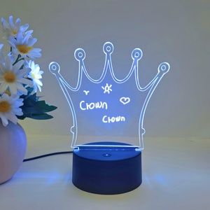 3D LED Color Luminous Acrylic Writing Board Transparent Message Night <b>Light</b> Novelty Birthday Gift for Children - Product Image 3