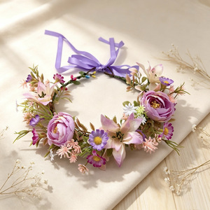 Corona de <span class=keywords><strong>Flores</strong></span> Ajustable Estilo Bosque <span class=keywords><strong>para</strong></span> Mujer con Cinta de Tela <span class=keywords><strong>para</strong></span> Boda, Diadema de <span class=keywords><strong>Flores</strong></span> <span class=keywords><strong>para</strong></span> Niñas, Guirnalda <span class=keywords><strong>para</strong></span> el Cabello - Product Image 5