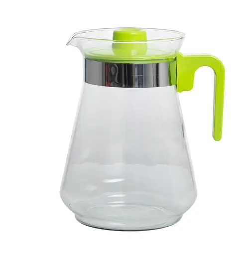 Nouveau design à la mode verre pichet d'eau froide bouilloire cruche avec couvercle PP pot de jus de citron maison théière
