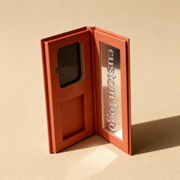 Organisateur de cosmétiques en papier, 2 fentes rectangulaires avec miroir pour pinceaux de maquillage, houppettes et boîte de recharge magnétique, boîtes en papier écologiques