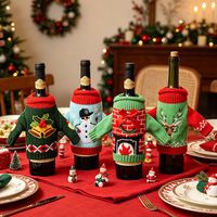 Nouveauté Nicro : Housses pour bouteilles de vin en tissu polyester tricoté à la main, motif bonhomme de neige et renne, fournitures de fête, décoration de Noël