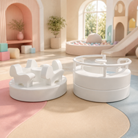 Manège Carrousel Blanc Doux pour Enfants, Idéal pour Aire de Jeux Intérieure, Location de Fêtes, Événements, Manège Animalier Rotatif, Équipement de Jeux