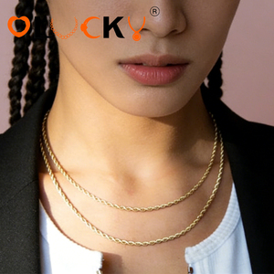 Fabricant de bijoux personnalisés LUCKYJIU, collier en chaîne torsadée en acier inoxydable 316l, étanche, plaqué or 18k, 2/<span class=keywords><strong>3</strong></span>/4/5/6 mm - Product Image 4